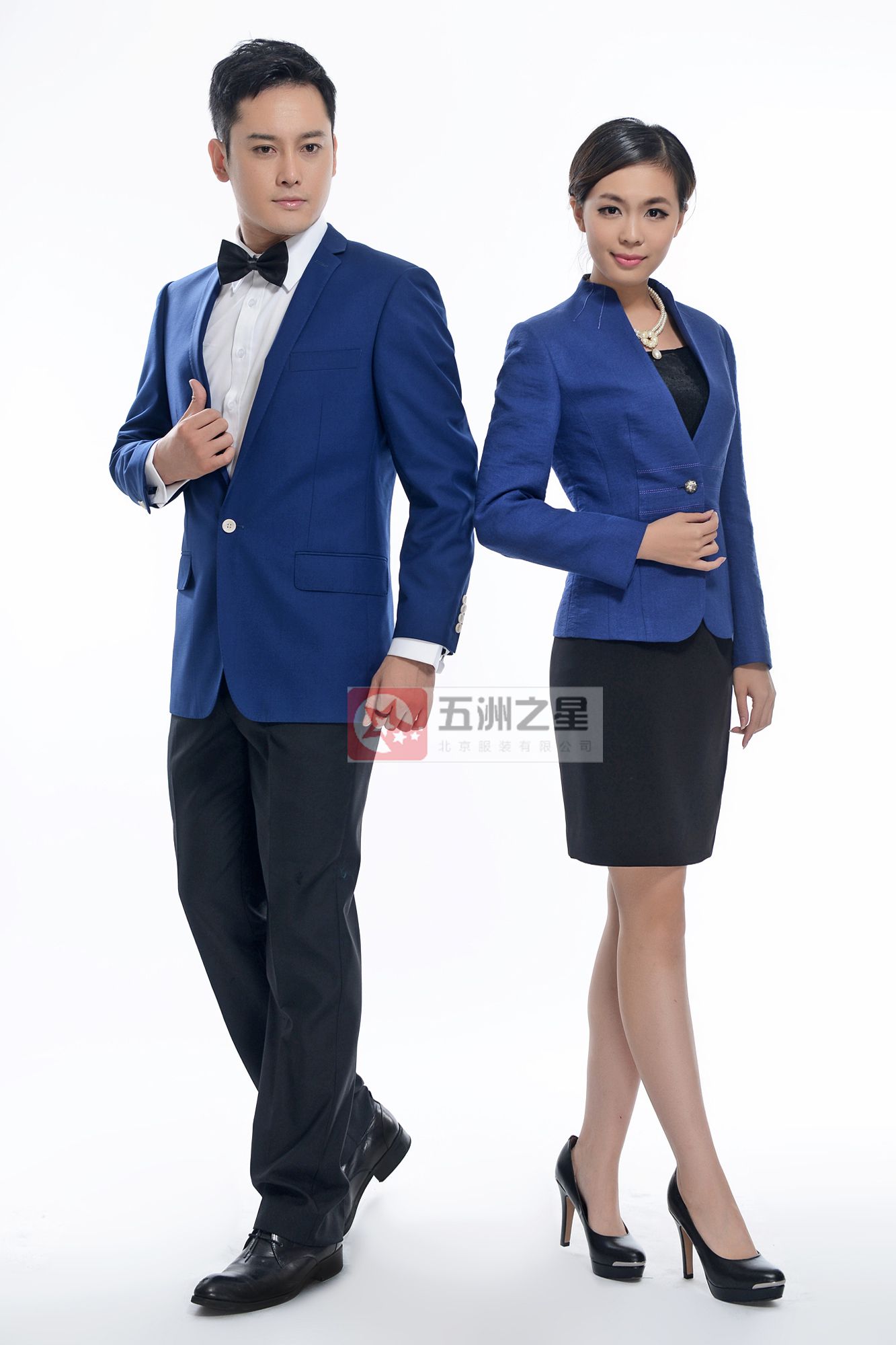 藍(lán)色一?？勐殬I(yè)工作服定做模特圖